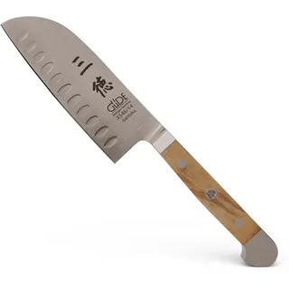 GÜDE Solingen - Santoku mit Kulle geschmiedet, 14 cm, Olivenholz, ALPHA OLIVE, Doppelkropf, Handmade Germany