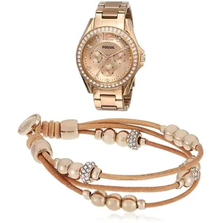 Fossil Damen Analog Quarz Uhr mit Edelstahl Armband ES2811 Damen-Armbänder & Armreifen Edelstahl Rundschliff Oxyde de Zirconium