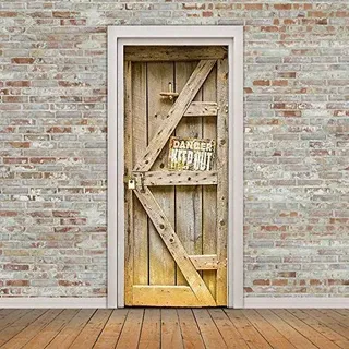 Wallflexi Tür Holz Wohndeko Wandkunst Wandmalerei Aufkleber Wohnzimmer Kinderzimmer Restaurant Hotel Kaffee Büro Dekor Entfernbarer Selbstklebend Aufkleber, Vinyl Mehrfarbig, 200 X 88 X 0.03 CM