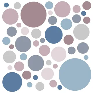 WandSticker4U®- 6 Bögen, 93 PUNKTE in pastell ALTROSA BLAU GRAU I Wandtattoo Punkte Kinderzimmer Wandsticker Kreise Dots I Möbelsticker Klebepunkte Mädchen & Junge Deko GROß