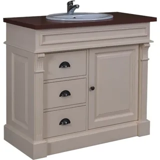 Casa Padrino Landhaus Stil Waschschrank Waschtisch inkl 1 Waschbecken Creme / Braun - Bad Schrank - Creme, Braun
