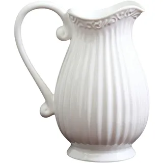 Krug aus Keramik 1,2 L, Pastel Weiß - Wasserkrug, Vase, Pitcher Kanne Karaffe Milchkrug im Landhausstil, Country, French Country, Pastellfarben, Kreidefarben