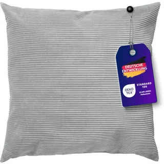 Traumnacht XXL Sofakissen 90x90 cm mit Cord Bezug + 2X Dekokissen 45x45 cm geschenkt, Öko-Tex Zertifiziert, produziert nach deutschem Qualitätsstandard