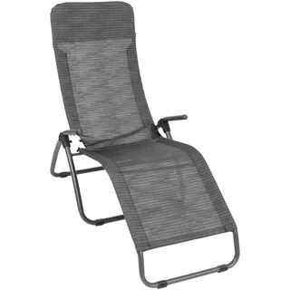 Bäderliege , Anthrazit , Metall, Textil , 60x113x135 cm , wetterbeständig, rostfrei, klappbar, stufenlos verstellbar , Gartenmöbel, Gartenliegen, Relaxliegen