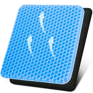 Deyikeji Gel-Sitzkissen, Bürostuhlkissen, entlastet Steißbeindruck, bequem und atmungsaktiv, für Auto/Büro/Zuhause/Rollstuhl (Blau)