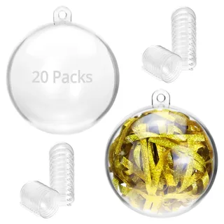 QWORK® 20 Stück Kunststoffkugel Transparent, Ø 5 cm Weihnachtskugeln, Plastikkugeln Zum Befüllen