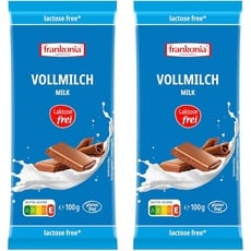 frankonia CHOCOLAT Vollmilchschokolade laktosefrei & glutenfrei, 100 g (Packung mit 2)