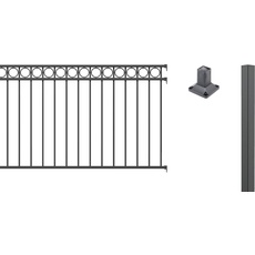 Alberts 511173 Zaunkomplettset Circle, zum Aufschrauben | verschiedene Längen und Höhen - wahlweise in verschiedenen Farben | anthrazit | Höhe 100 cm | Länge 8 m