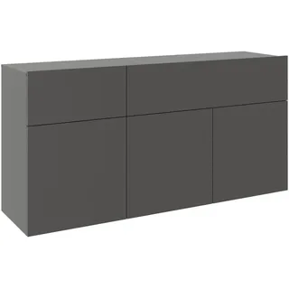 Hom`in Sideboard , Anthrazit , Holzwerkstoff , 2 Fächer , 2 Schublade(n) Schubladen , 150x75x42 cm , hängend , Kleinmöbel, Kommoden, Sideboards