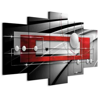 artgeist Leinwandbild , Grau, Rot , Textil, Holzwerkstoff , 5-teilig , rechteckig , 100x50x1.2 cm , Keilrahmen , Bilder & Rahmen, Bilder, Leinwandbilder