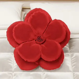 PETTI Artigiani Italiani - Blumenkissen aus Samt mit Füllung, Schlafzimmer Kissenbezüge, Dekokissen in Blumenform, Kissen Samt rot Blume 1 Stück - Durchmesser 50 cm