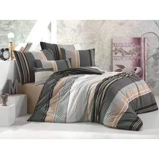 Französisches Leinen Baumwolle 200x200,70x90 Sorento beige - Beige, Schwarz, Weiß, Grau