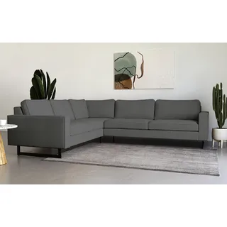 PLACES OF STYLE Ecksofa »Pinto, 250/290 cm, langer Schenkel, XXL, Ottomane«, Cord, Feincord, Luxus-Microfaser Leder und Chenille