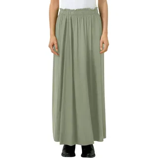 Maxirock QS, Damen, Gr. 34, grün (olive), Web, Obermaterial: 100% Viskose, unifarben, regular fit lang, Röcke Maxirock, Sommerrock mit elastischem Bund und aus reiner Viskose