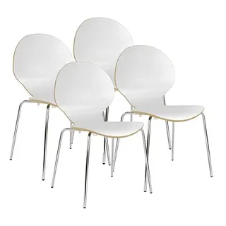 NOWY STYL Schalenstühle Cafe VI weiß Holz, 4 St.