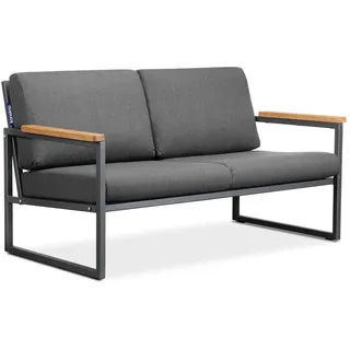 Konsimo KONSIMO® Loungesofa TRIBO Gartensofa 2-Sitzer, hergestellt in der EU, 1x Gartensofa, Maße: 130x65x60 cm, wasser- und schmutzabweisende,pflegeleicht,Handarbeit grau|schwarz