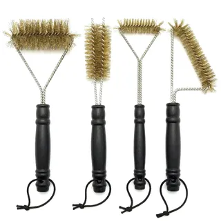 2 Stück Grillbürste Messing Messingbürste Grill Reinigungsbürste Ofenbürste Set für Grillrost Gasgrill Holzkohlegrill Gusseisengrill (4, kupferfarben)
