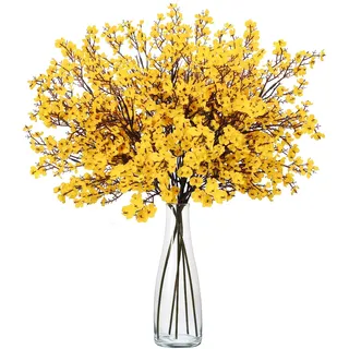 DabbOo 6 Sträuße Künstliche Blumen Kunstblumen Wie Echt Künstliche Wintersüß-Blumensträuße Schleierkraut Künstlich Fake Flowers Geeignet für Zuhause, Hochzeit, Gartendekoration (Gelb)