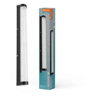 LEDVANCE ORBIS Tube LED-Spiegel-/Wandleuchte, schwarz, Glas mit Blaseneffekt, 12W, 1100lm, dimmbar, 3000/4000K via Wandschalter einstellbar, 60cm Durchmesser, IP44 Schutz vor Fremdkörpern/Spritzwasser