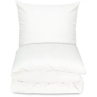 ZOLLNER 2-tlg. Bettwäsche, Baumwolle, 80x80 - 140x200 cm, weiß ohne Muster - Weiß