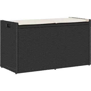 vidaXL Outdoor-Sitzbank Mit Stauraum Und Kissen Schwarz 100 Cm , Kunststoff , 100x57x45 cm , Gartenmöbel, Gartenbänke