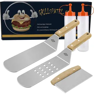 Hochwertiges Plancha Grillspatel Set aus Edelstahl - Grillbesteck für Männer