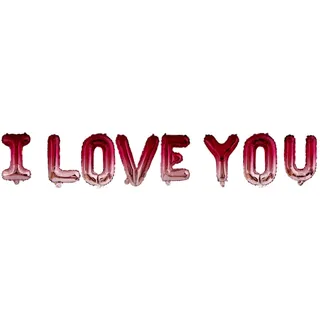Folat 24882 Romantische Love Deko Folienballons 'I Love You' Rosa 36cm - 8 Stück für Hochzeit Valentinstag oder Muttertag