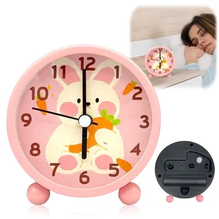 YeahBoom Kinderwecker für Schulanfänger,Kinder Lernwecker,Kinderwecker Mädchen Ohne Ticken,Wecker Kinder mit Nachtlicht,Einhorn Wecker,Batteriebetriebene Weckuhr für Mädchen Jungen
