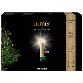 Krinner Lumix Superlight Mini Erweiterungsset, 6 LED Kerzen, Gold