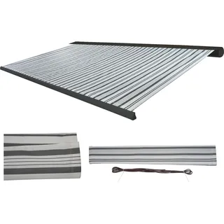 Ersatz-Bezug für Markise T124, Vollkassette Ersatzbezug Sonnenschutz 5x3m Polyester grau-weiß - Grau