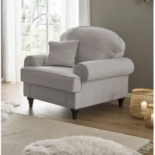 furn.design Sessel Adelina 110 x 95 x 100 cm Hellgrau mit Kissen