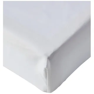 Amazon Basics Spannbettlaken, 180 x 200 x 30 cm, 100% Baumwolle, Satin Fadenzahl 400 Spannbetttuch - Matratzenhöhe bis 30 cm, Weiß