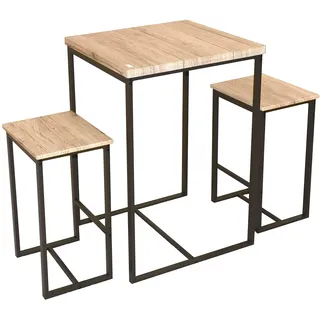 Urban Living Dock Stehtisch mit 2 Hockern, Tisch: 60 x 60 x 88 cm und Hocker: 40 x 30 x 60 cm