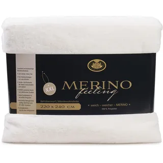 Merino Decke 220 x 240 cm wollweiß