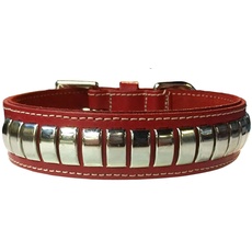 BBD Pet Products Gewölbtes Lederhalsband, Einheitsgröße, 1/4 x 18 bis 53 cm, Rot