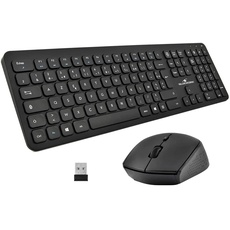 Bluestork - Set Easy Slim Tastatur und Maus kabellos – kabellos – leise – Design Ultra Silm – AZERTY FR (schwarz)