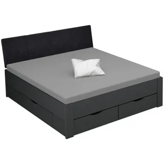 Xora Stauraumbett , Grau , Holzwerkstoff , 4 Schubladen , 180x200 cm , Blauer Engel, Goldenes M, Made in Germany , gepolstertes Kopfteil, Lattenrosthöhe individuell einstellbar, Stoffauswahl, in verschiedenen Holzdekoren erhältlich, mit Schubkästen, in verschiedenen Größen erhältlich , Babymöbel & Kindermöbel, Kinderzimmer & Jugendzimmer, Kinderbetten, Kinderbetten & Jugendbetten