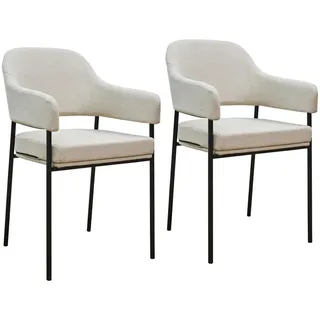 Svita Scarlett 2er Set Esszimmerstühle Armlehnstuhl Polsterstuhl Stoff Weiß