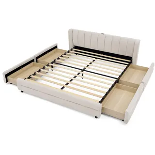 stilvora Polsterbett 140 x 200 cm Beige