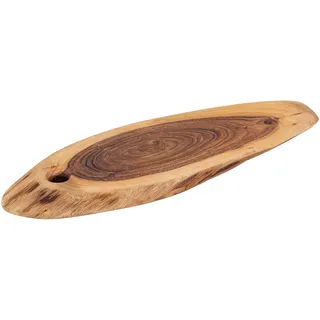 Servierbrett Baumscheibe Schneidebrett Serviertablett Akazie massiv 60 x 30 cm - Braun