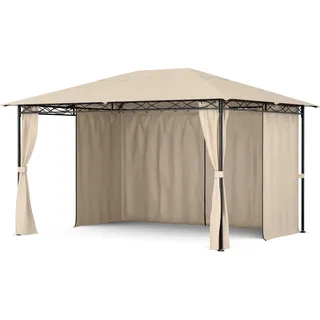 Blumfeldt Mondo Pavillon 3x4 – Stahlrahmen, Mit Vorhängen, Wetterfeste Überdachung, Gartenpavillon, Rostfrei, Leichter Aufbau, Beige - Beige