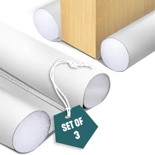 VOUNOT® 3er Set Zugluftstopper für Türen, Türdichtung unten mit Doppeldichtung, zuschneidbare Türbodendichtung, 96 cm, Schallschutz & Kälteschutz, für Wohnung, Haus, Büro, Weiß