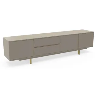 Luxus Wohnwand tv Ständer rtv Lowboard Holz Wohnzimmer Beige Möbel - Weiß