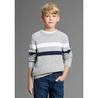 Bruno Banani Strickpullover »Ringelpullover in modischer Strickstruktur« für TEENS, Pullover in Melangeware