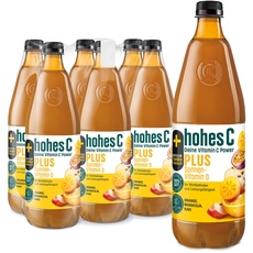 hohes C PLUS Sonnenvitamin D (6 x 1l), 100% Saft, Orange, Apfel, Maracuja, Zitrone, Kaki, Vitamin C, PLUS an Vitamin D, ohne Zuckerzusatz laut Gesetz, vegan, mit recyceltem PET