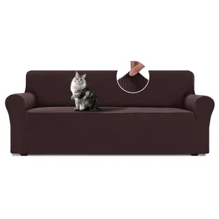 BellaHills Stretch Wasserdicht Sofa Überzu 3 Sitzer (185-215cm),Sofahusse Polyester Elastische Couchbezug Decke Sofa Schutz, Braun