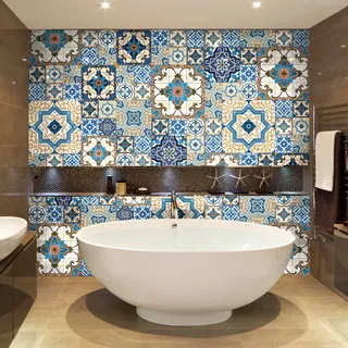 Ambiance Sticker Selbstklebende Wandtattoo Aufkleber, Wanddekoration, Fliesenaufkleber für Badezimmer und Küche Toundra - 60 Stück Aufkleber 15 x 15 cm