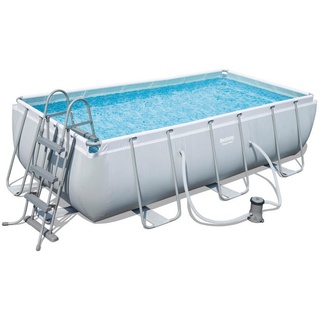 Bestway Poolset Power Steel 56441 , Grau , Metall, Kunststoff , Uni , 201x100x404 cm , Freizeit & Co, Pools & Wasserspass, Aufstellpools