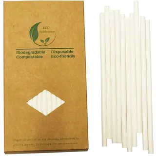 Weißes Papier Strohhalme, 100 Stück Weiße Party Cocktails Trinkhalme Perfekt für Eine Traumhochzeit, Anlässe & Hochzeiten, Biologisch Abbaubares and Recycelbar