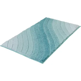 Badematte KLEINE WOLKE "Tender, Badvorleger, Badezimmer Teppich" Gr. 4, blau (opal), H:20mm, Polyester, Badematten, Badematte, Badteppich, Wellen Design, mit Farbverlauf, Hoch-Tief Effekt, waschbar